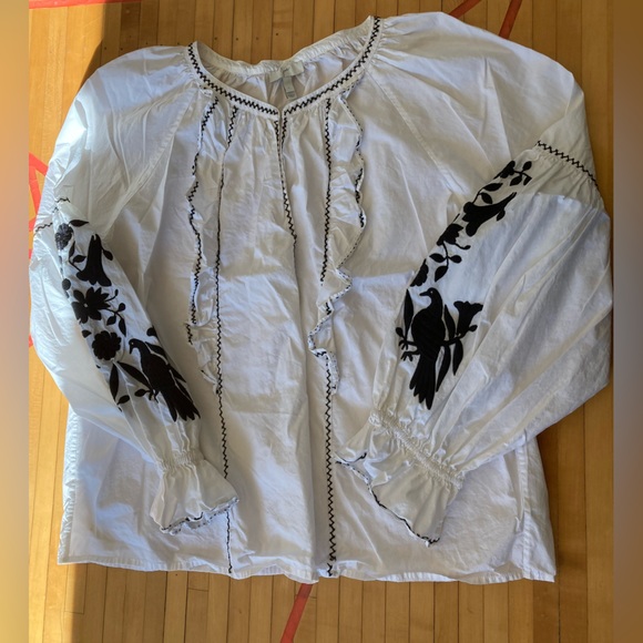 Joie Large Womens Embroidered Peasant Pullover Blouse, Style - Picture 1 of 9